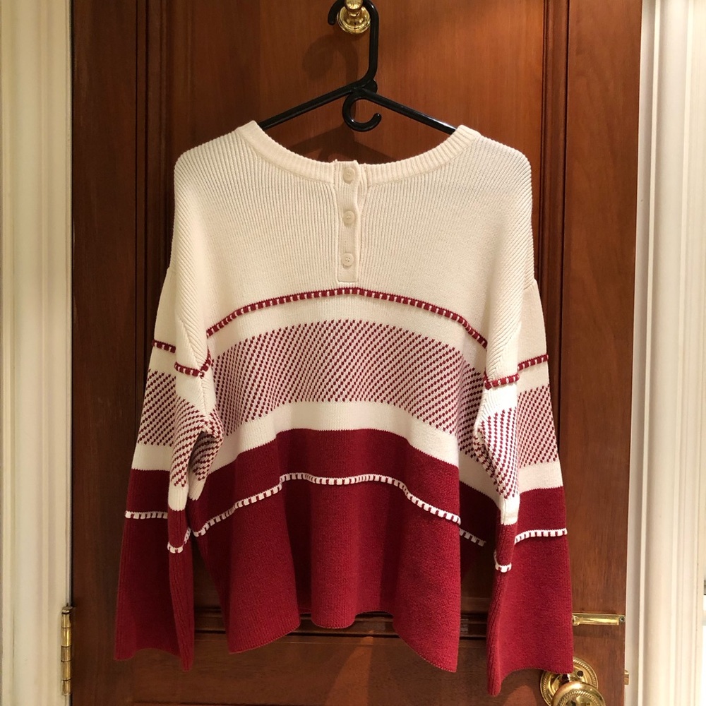 Petite Studio Evelyn Ivory & Maroon Sweater